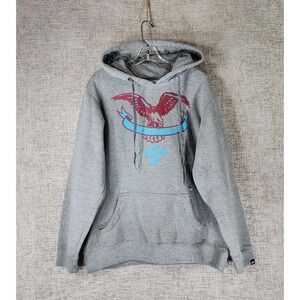 Jiberish Hold Tight To Your Freedoms Hoodie Mens L Gray Pullover Heavy Snowboard